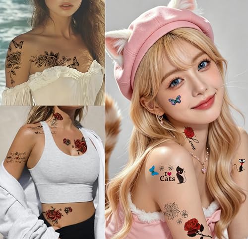 32pc Waterproof Rose Temporary Tattoo Stickers for Women