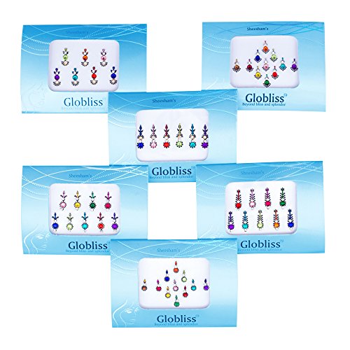 6-Pack Colorful Crystal Bindis & Gems Stickers