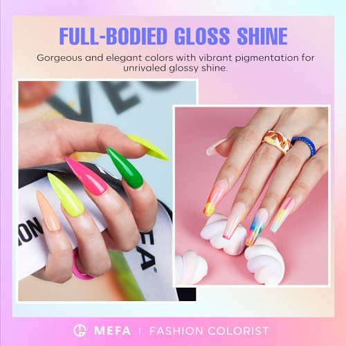 MEFA 23 PCS Gel Nail Polish Set, 20 Colors Neon Gel Polish with Glossy & Matte Top Base Coat, Summer Gel Nail Polish Colors Bright Yellow Hot Pink Navy Blue Green Nails Gifts for Women DIY Salon Home