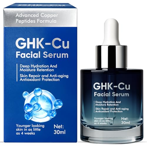 Copper Peptide Facial Serum - GHK-Cu, EGF & Hyaluronic Acid Anti-Aging Formula - Collagen Boosting Serum for Wrinkles, Firming & Hydration, 30ml