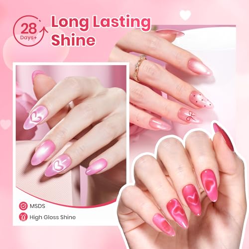 Beetles Pink Cat Eye Gel Nail Polish Set - 6 Colors