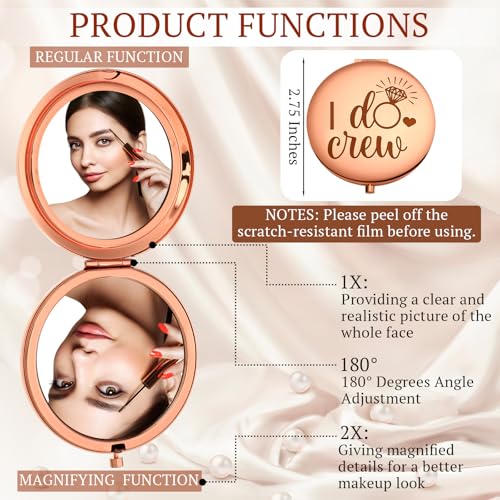 Barydat 8-Piece Bridesmaid Compact Mirror Set Rose Gold