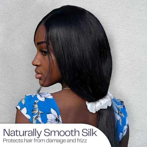 Celestial Silk Mulberry Silk Scrunchies for Hair (Lavender, White, Pink with Rhinestones)