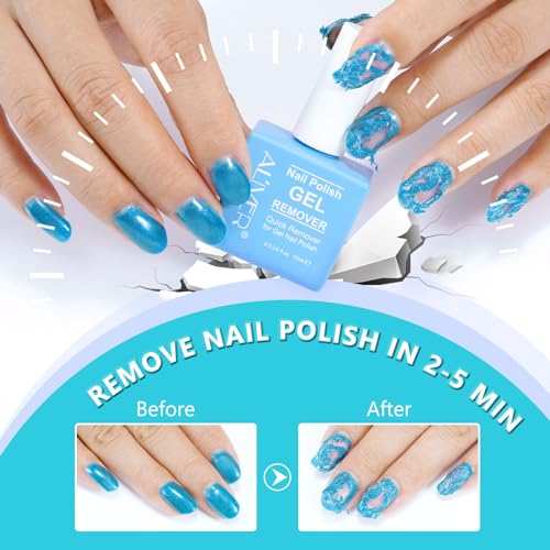 ATOANY Gel Nail Polish Remover 2 pack with Nail File & Nail Polish Scraper, Professional Gel Polish Remover for Nails, Easily & Quickly Remove Nail Polish in 3-5 Minutes, Doesn't Hurt Nails