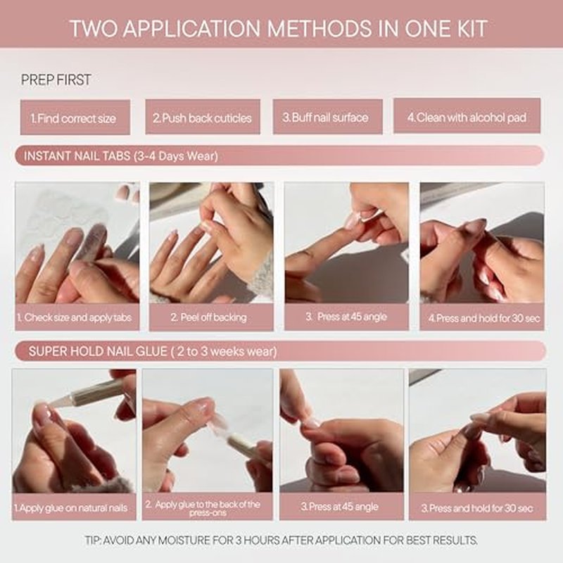 Celebritips Short Almond Press-On Nails Kit | 32 Reusable Nails