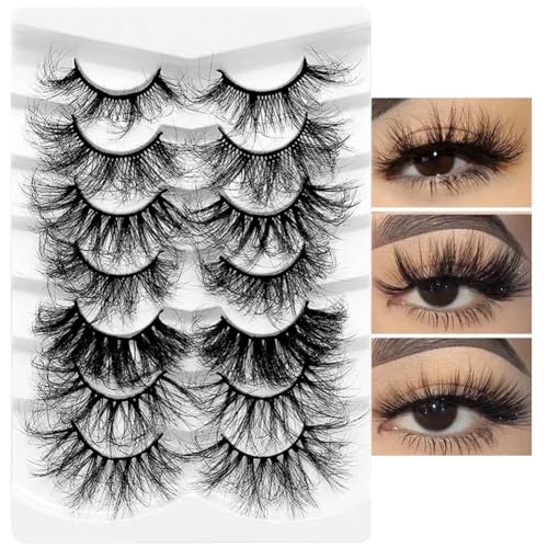 25mm Dramatic 8D Faux Mink False Eyelashes, 7 Styles Mixed