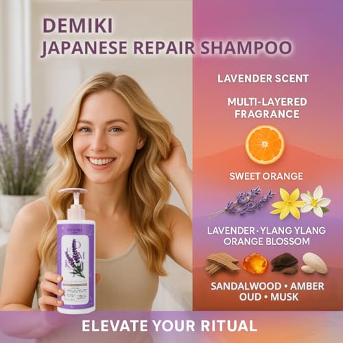 DEMIKI Lavender Shampoo for Damaged Hair - Sulfate Free, 450ml