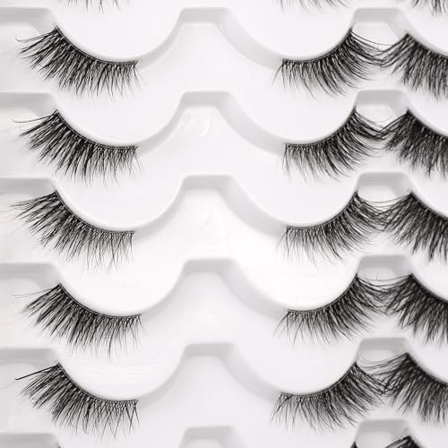Half False Eyelashes Cat Eye 16 Pairs Clear Band Lashes