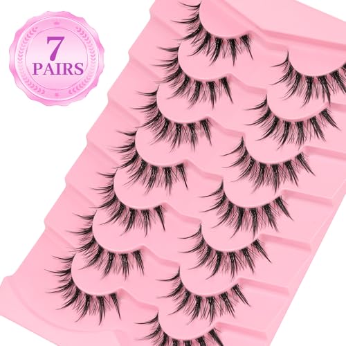 Losha Natural Manga Lashes - 7 Pairs Wispy Cat Eye Eyelashes