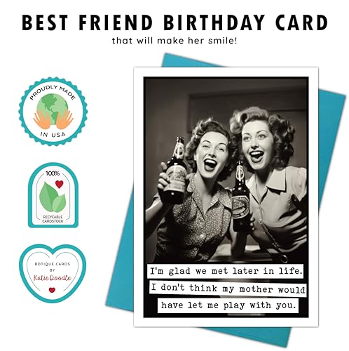 Katie Doodle - Funny Birthday Cards for Women, Best Friend Birthday Card, Birthday cards for Women, (Handmade in USA), Happy Birthday Card for Her, Birthday Card Friend