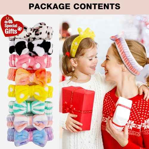 Stocking Stuffers for Womens Teen Girls Kids, 8pcs Spa Headband, Bulk Christmas Gifts for Women Mom Girlfriend, Skincare Makeup Face Wash Headband, Spa Gifts Basket for Women Party Favors Adults