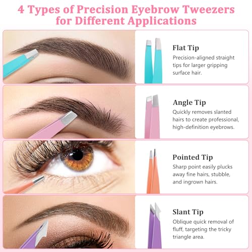 NICEMOVIC 7-Piece Eyebrow Tweezers Set for Women