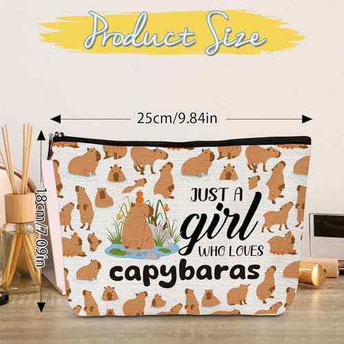 Capybara Gifts Makeup Bag - Capybara Gifts for Animal Lovers, Capybaraa Stuff Accessories, Just A Girl Who Loves Capybaraa Cosmetic Bag, Christmas Birthday Present for Women Girls Friends