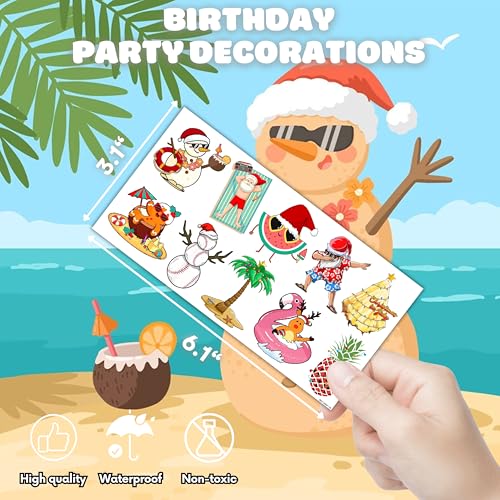 Christmas Temporary Tropical Favors Supplies July Themed Cute 10 Sheets 100 PCS for Girls Boys Class School Carnival