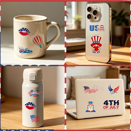 100 Pc Patriotic Temporary Tattoos - 9 Sheets 4th of July USA Flag