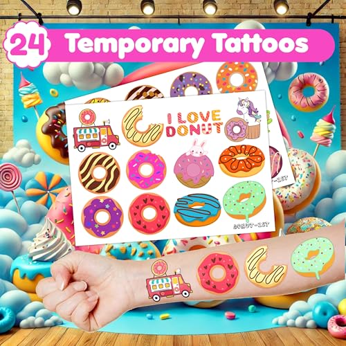 36 Piece Donut Party Favors Set - Tattoos & Stamps