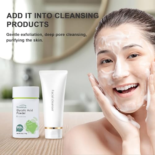 Glycolic Acid Powder, 4OZ / 116g, 99.9% Purity, Cosmetic Grade, DIY Glycolic Acid Mask, Make Your Own Glycolic Acid Lotion and Serum, Glycolic Acid Powder For Homemade Cosmetics