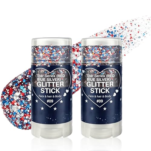 Patriotic Red White Blue Body Glitter Stick | 4th of July