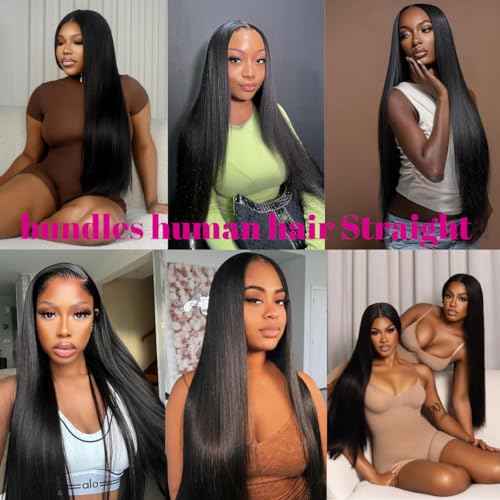 Human Hair Bundles Straight Hair Bundles 20 22 24 Inch Brazilian 100% Unprocessed Virgin 3 Bundles Human Hair for Black Women