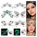 Face Gems 8 Sets Mermaid Face Jewels Self Adhesive Festival Gem Stickers Eyes Body Face Stickers Crystal Festival Accessory for Carnival, Party, Halloween