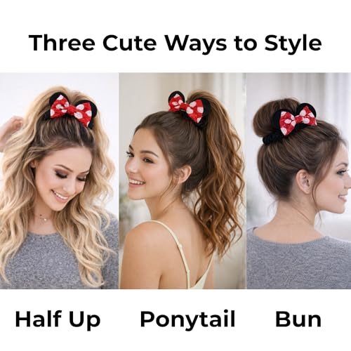 2-Pack Velvet Mouse Ear Scrunchies with Sequin Bow