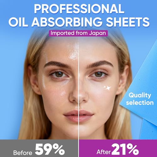 KINESHINE 300P High-Performance Oil Absorbing Sheets for Face - Makeup Friendly Blotting Papers for Oily Skin - Oil Blotting Sheets for Face