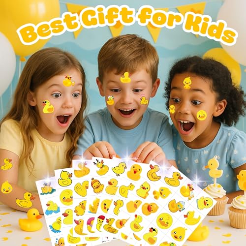 96 PCS Rubber Duck Temporary Tattoos for Kids