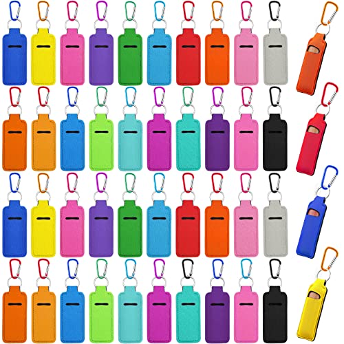 Tudomro 40 Pack Lipstick Keychain Holder with Clip Colorful Portable Lip Balm Holder Keychain for Women(Multicolor Clips)