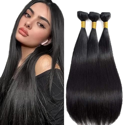 Straight Remy Hair Bundles 16-20 Inch Natural Black