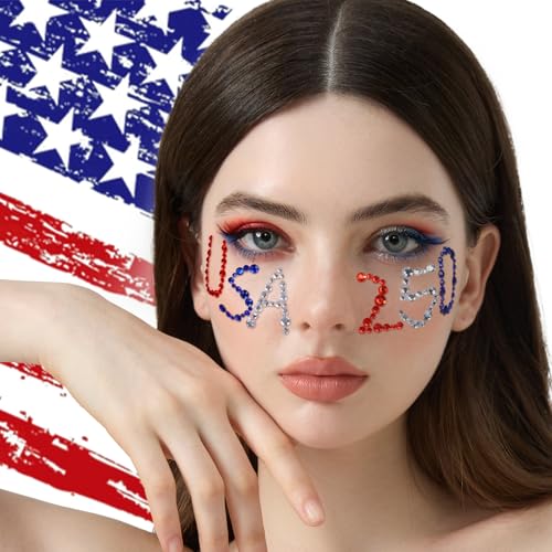 Patriotic Face Glitter Gel Set - Red White Blue Body Gems