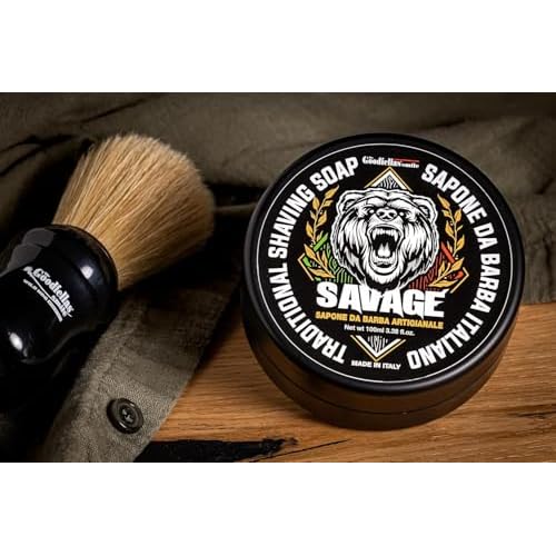 The Goodfellas' Smile, SAVAGE (Bergamot & Lemon), Luxury Italian Shaving Soap, Formulated for Use with A Shaving Brush, Made in Italy
