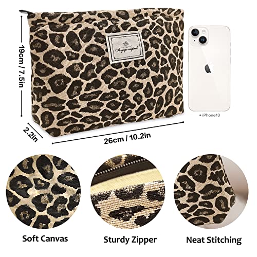 Leopard Makeup Bag Organizer - Large Canvas Toiletry Pouch