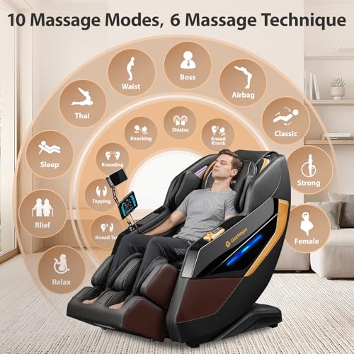 4D Zero Gravity Massage Chair 57.1" SL-Track Shiatsu Recliner