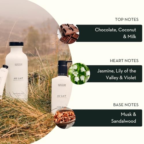 Scottish Fine Soaps Au Lait Collection Hand Wash Refill, Vegan, Oat and Chamomile Milk, Chocolate and Coconut Scent, 750ml