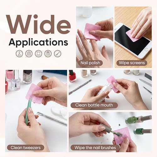 Lint-Free Nail Wipes Acetone Remover Pads for Gel Nails & Lash Extensions - 1200 Count