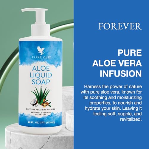 Forever Living - Aloe Liquid Soap - Gentle Cleansing and Moisturizing with Aloe Vera, Jojoba and Argan Oil - Gluten-Free and Vegan - 16 fl oz (Pack of 2)
