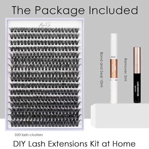 DIY Eyelash Extension Kit - 320pcs Cluster Lashes 10-16mm