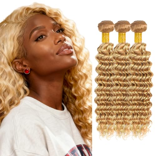 Blonde Deep Wave Human Hair Bundles 26-30 inch 613