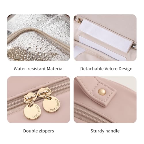 RIGHT AWAY Travel Toiletry Bag for Women, Waterproof Makeup Bag&Case, Portable Cosmetic Organizer Checkered Make up Bag for Full Sized Toiletries£¬Cosmetics and Travel-Size Accessories,Pink Checkered