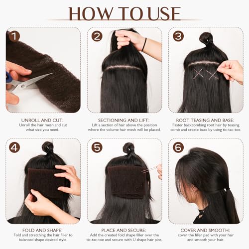 Dark Brown Hair Filler Sponge for Updos, 70 inches