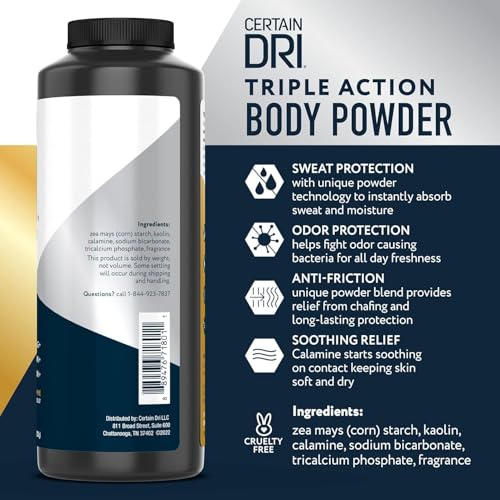 Talc-Free Body Powder for Sweat & Odor Control, 8 oz