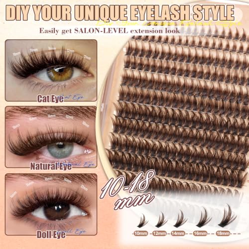 Brown Manga Lash Clusters - Wispy Eyelash Extensions 10-18MM