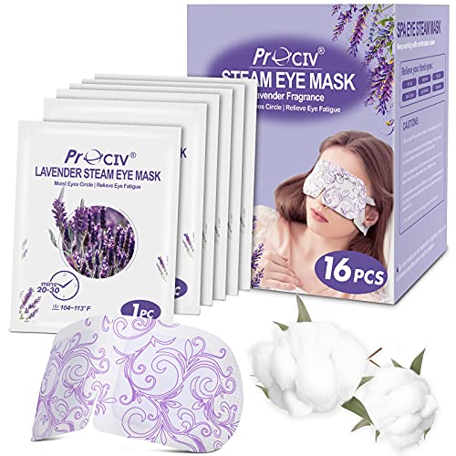 16 Packs Steam Eye Masks for Dry Eyes Self Heated Eye Mask Disposable Sleep Mask Soothing Headache Relief Dry Eye,Hot Warm Compress for Stress Relief Relief Eye Fatigue, Spa Gifts Travel Essentials