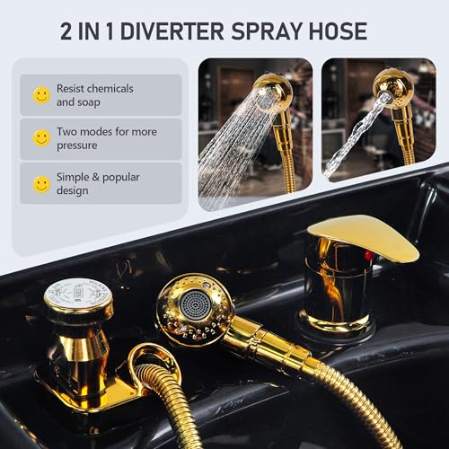 Salon Shampoo Bowl Faucet Kit with Spray Hose & Vacuum Breaker