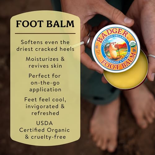 Badger Organic Foot Balm for Dry Cracked Heels, .75 oz