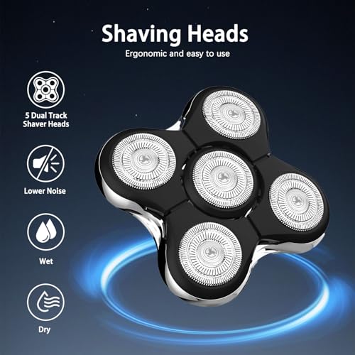 Replacement Blades Compatible with Remington Balder Pro Head Shaver Model XR7000, 5 Dual Track Heads for Remington Shaver, Precision Electric Shaving for Bald Men,1 Pack