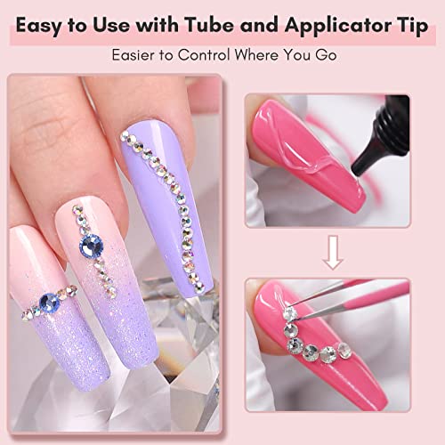 Makartt 50ml Nude Poly Nail Extension Gel & Rhinestone Glue Bundle