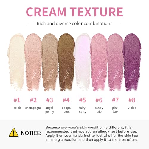Aseawave 8-Color Cream Blush Palette | Waterproof & Buildable