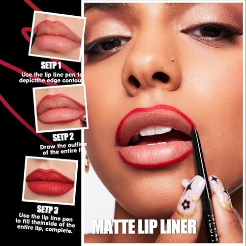 MLSMILE 4PCS Matte Lip Liner Set - Waterproof, Longwear & Smooth