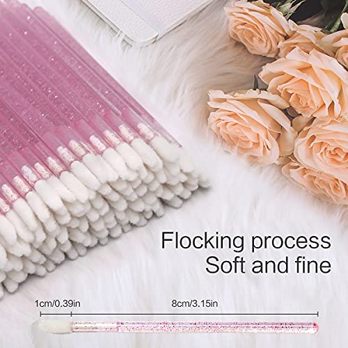 Elisel Disposable Crystal Lip Brush Set - Pink, 100 pcs Makeup Applicators